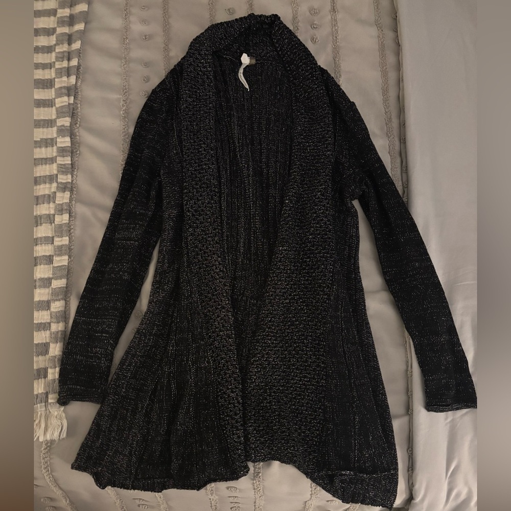 Women's Black Open-Front Cardigan Sweater